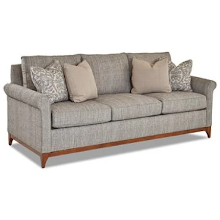 Transitional Sofa with Exposed Wood Trim